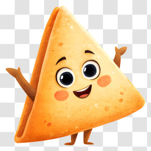 Cartoon Samosa - Happy Triangular Snack Chip Transparent PNG