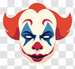 Clown Mask - Scary Clown Mask With Red Hair Transparent PNG