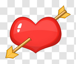 Cupid Arrow - Shiny Red Heart With Arrow Illustration Transparent PNG
