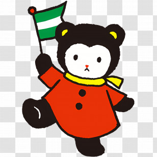 Milly Pixie - Bear Marching With Flag Transparent PNG