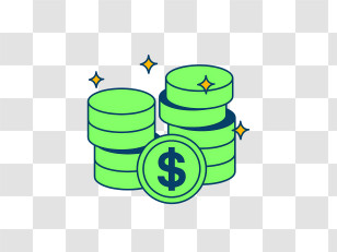 Coins - Stack Of Green Coins Transparent PNG