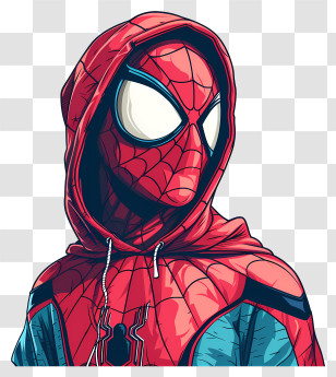 Spider Man - Superhero In Red Hood And Mask Illustration Transparent PNG