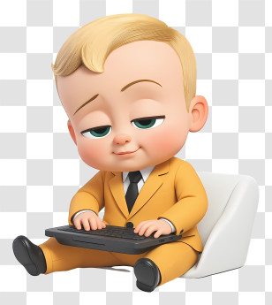 Boss Baby - Boss Baby Typing On Keyboard Transparent PNG