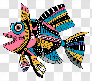Cartoon Fish - Colorful Artistic Fish Transparent PNG