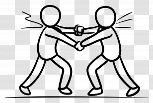 Stick Figure Fighting - Stick Figures Engaged In A Fight Transparent PNG