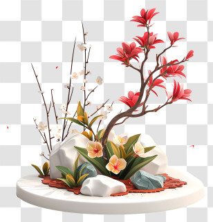 Zen Flower Arrangement - Beautiful Flower Arrangement Transparent PNG