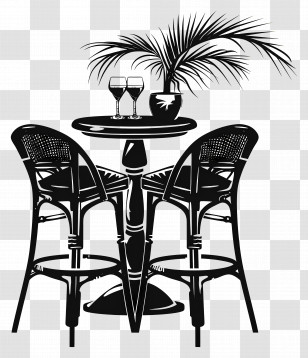 Cafe Table - Cafe Table With Chairs And Wine Glasses Transparent PNG