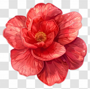 Begonia Flower - Beautiful Red Flower Botanical Illustration Transparent PNG
