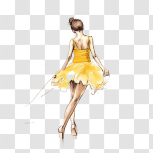Dancing Girl
 - Ballerina In Yellow Dress Illustration Transparent PNG
