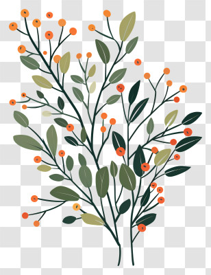 Orange Berries - Decorative Plant Branch With Berries Illustration Transparent PNG