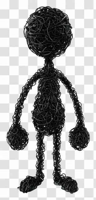 Stick Figure Standing - Figure Shaped From Tangled Wires Transparent PNG