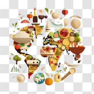 World Food Day
 - World Map Made Of Food Transparent PNG