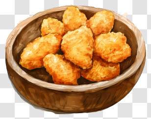 Chicken Nuggets - Bowl Of Crispy Chicken Nuggets Transparent PNG