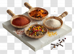 Assorted Spices - Assorted Spices In Wooden Spoons Transparent PNG