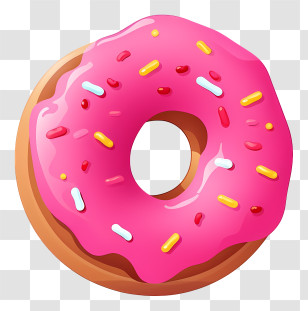 Pink Donut - Pink Glazed Donut With Sprinkles Transparent PNG