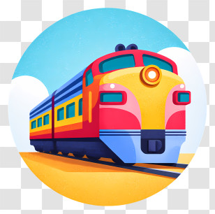 Train Icon - Colorful Cartoon Train Transparent PNG