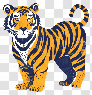 Tiger - Illustrated Tiger With Stripes Transparent PNG