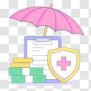 Money - Health Insurance Concept With Money And Shield Transparent PNG