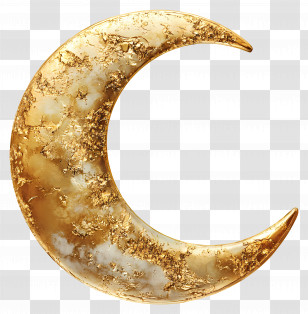 Gold Moon - Golden Crescent Moon With Elegant Design Transparent PNG
