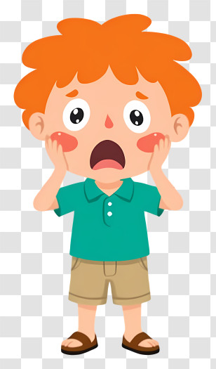 Surprised Little Boy - Worried Boy Cartoon Illustration Transparent PNG