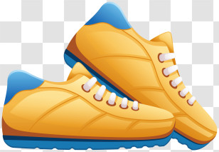 Yellow Sneakers - Bright Yellow Shoes With Blue Accents Transparent PNG