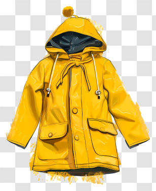 Coat - Yellow Hooded Raincoat Illustration Transparent PNG