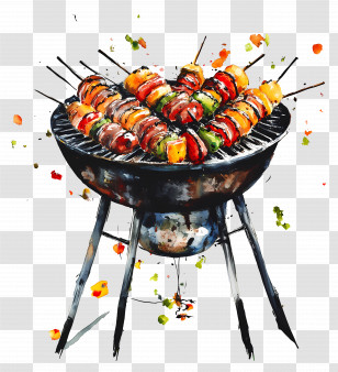 Bbq - Barbecue Grill With Skewers Transparent PNG