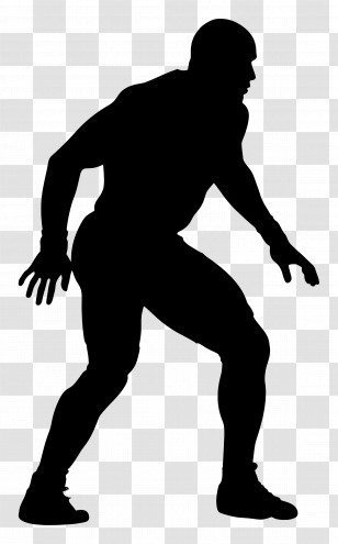 Wrestling Man Silhouette - Silhouette Of A Man In Action Pose Transparent PNG