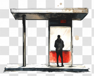 Bus Stop - Person Waiting At Bus Stop Transparent PNG