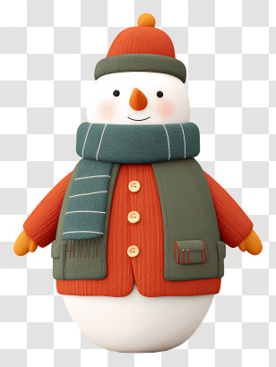 Snowman Wearing Christmas Clothes - Snowman In Winter Clothes With Scarf And Hat Transparent PNG