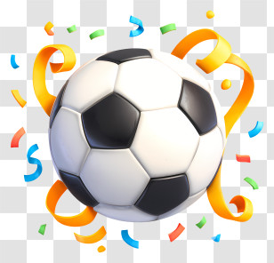 Soccer Ball With Confetti - Soccer Ball With Confetti Celebration Transparent PNG