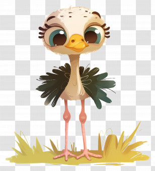 Cute Ostrich - Cute Ostrich In Cartoon Style Transparent PNG