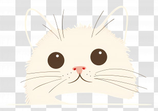 Peeking Cat - Fluffy Animal Face Illustration With Adorable Expression Transparent PNG