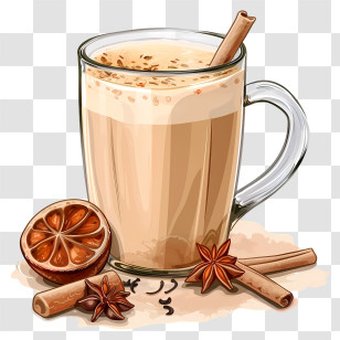 Masala Chai - Cup Of Spiced Chai With Cinnamon Transparent PNG