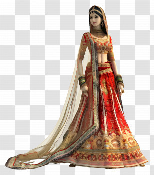 Indian Wedding Dress - Woman In Traditional Indian Bridal Wear Transparent PNG