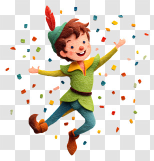 Peter Pan With Confetti - Peter Pan In Celebration Transparent PNG