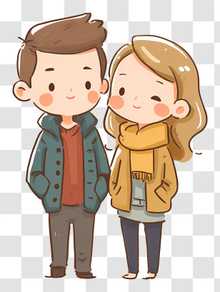 Cute Couples Doodle Illustration Transparent PNG