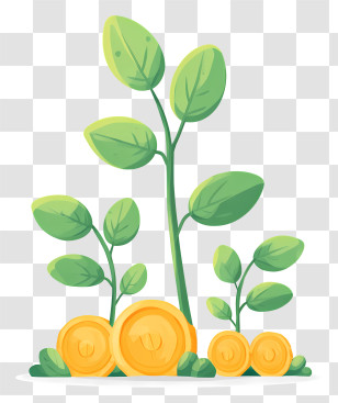 Future Investment Growth - Growing Coin Plants Illustration Transparent PNG