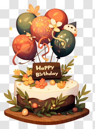 Cartoon Birthday Balloon - Birthday Cake With Balloons Transparent PNG