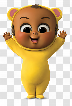 The Boss Baby - Cute Yellow Baby Bear Character With Cheery Pose Transparent PNG