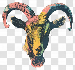 Goat - Colorful Goat Head Illustration Transparent PNG
