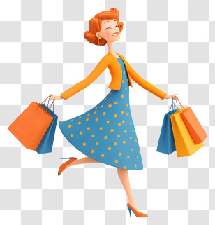 Woman With Shopping Bags - Joyful Woman With Shopping Bags Transparent PNG