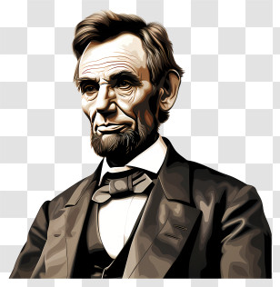 Abraham Lincoln Portrait - Historical Figure Illustrated In Formal Suit Transparent PNG