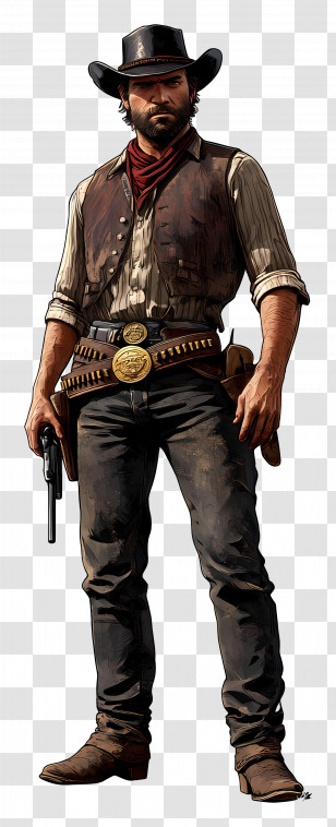 Red Dead Redemption 2 - Cowboy With Gun In Western Attire Transparent PNG