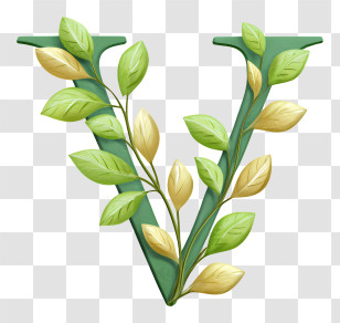 Plant V Logo - Leafy Letter V Ornament Transparent PNG