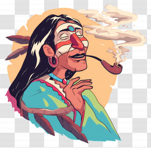 Indian Shaman - Character Smoking A Pipe Transparent PNG