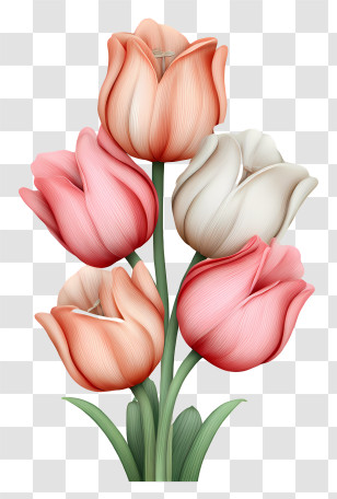 Love Flower - Delicate Pink Tulip Bouquet Transparent PNG