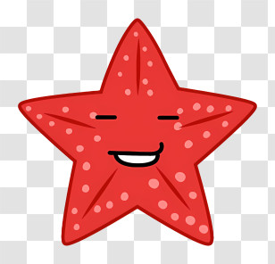 Cartoon - Smiling Red Starfish Cartoon Design Transparent PNG
