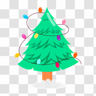 Christmas Tree - Decorated Christmas Tree With Lights Transparent PNG