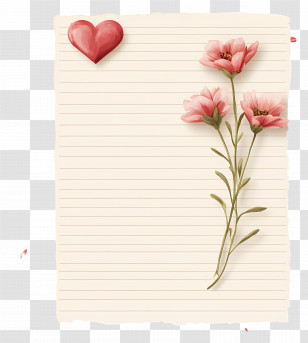 Cute Paper - Decorative Paper With Flowers And Heart Transparent PNG